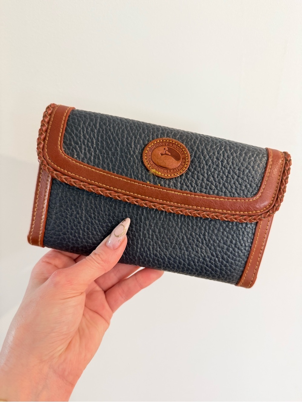 DOONEY & BOURKE All-Weather Leather (AWL) Vintage Checkbook Clutch Wallet.